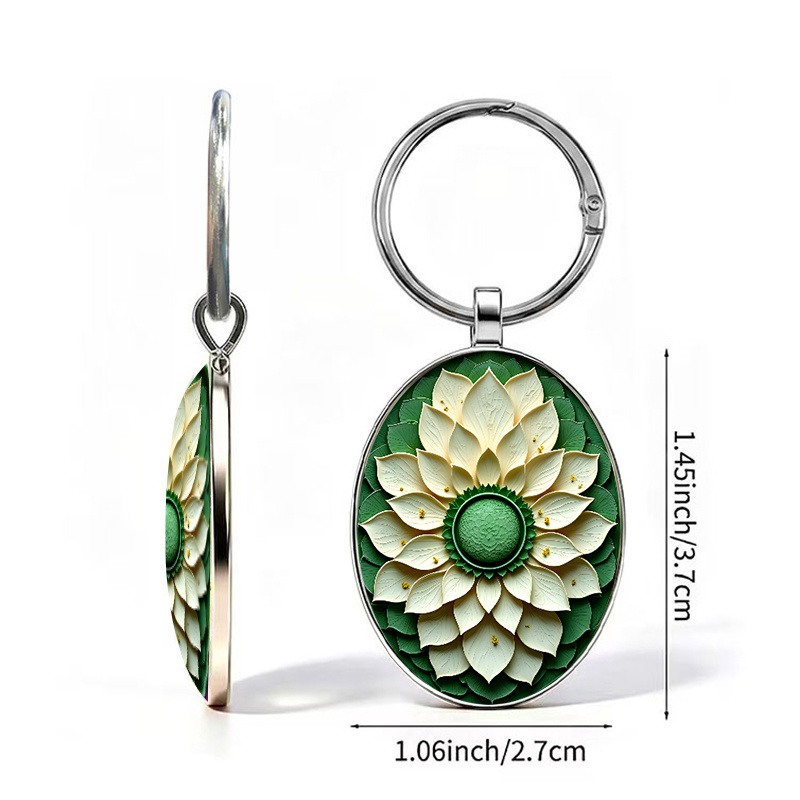 Natural Zen Lotus Theme Keychain, High-Definition Petal Texture